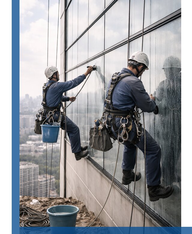 Профессиональная мойка фасадных окон альпинистами в Истре