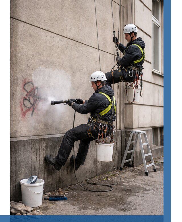 Удаление граффити с фасада в Истре от 4572 р. | ВЫСОТНИК-Ста