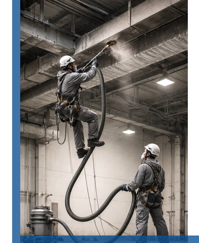 Обеспыливание потолочных конструкций в Истре промышленным альпинизмом