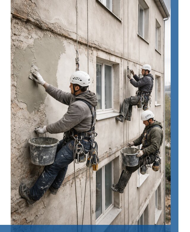 Ремонт штукатурного фасада в Истре от 762 р. под ключ | ВЫСОТНИК-Ста