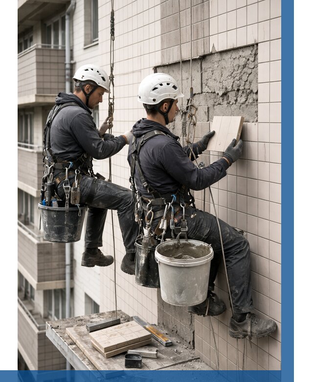 Ремонт облицовки фасада плиткой в Истре от 1829 р. | ВЫСОТНИК-Ста