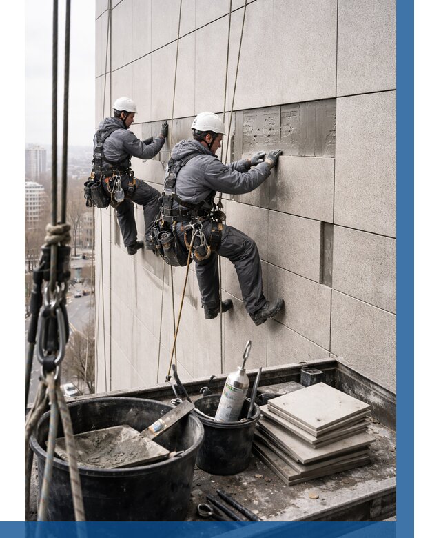 Ремонт фасада из керамогранита в Истре от 2540 р. | ВЫСОТНИК-Ста