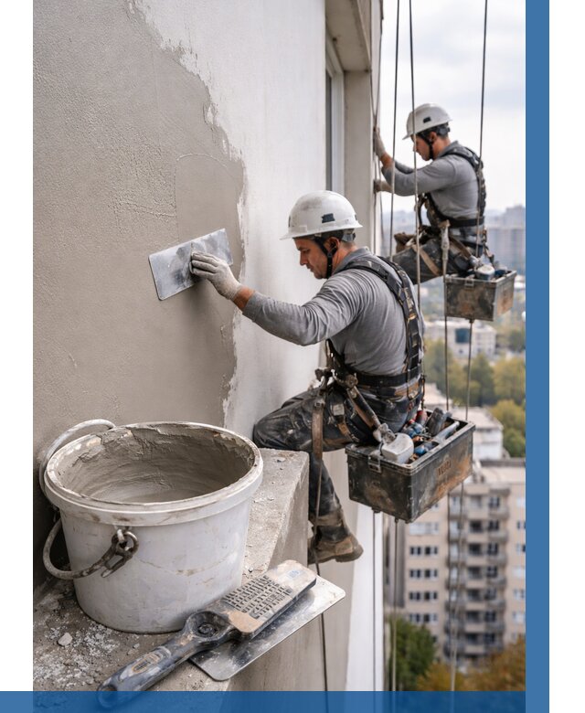 Шпаклевка фасада на высоте в Истре от 711 р. | ВЫСОТНИК-Ста