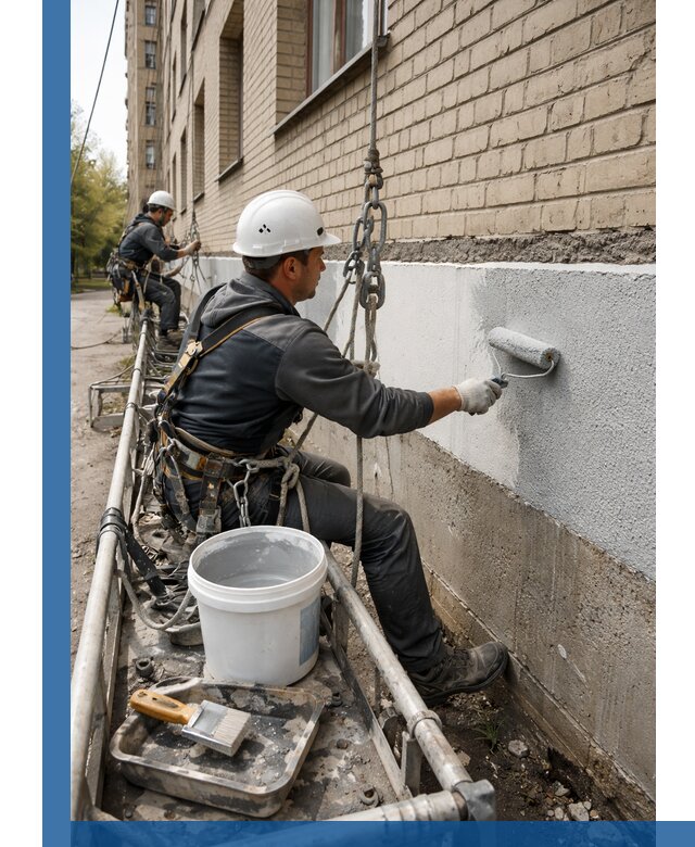 Окраска цоколя здания в Истре профессионально и надежно