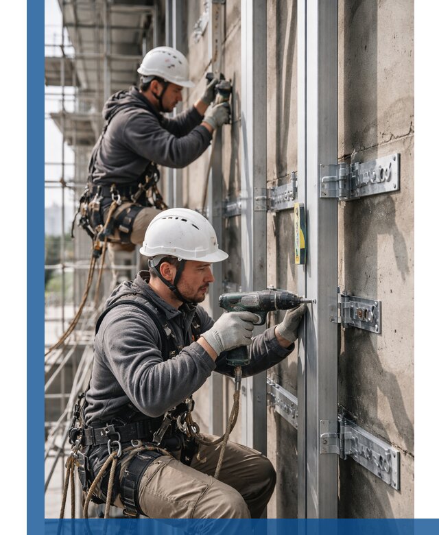 Монтаж и крепление подсистемы вентфасада в Истре