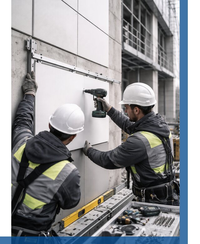 Монтаж композитных панелей фасада в Истре от 2540 р. | ВЫСОТНИК-Ста