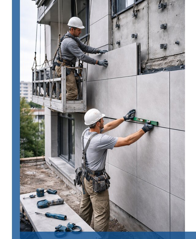 Монтаж керамогранита на фасад в Истре под ключ с гарантией качества