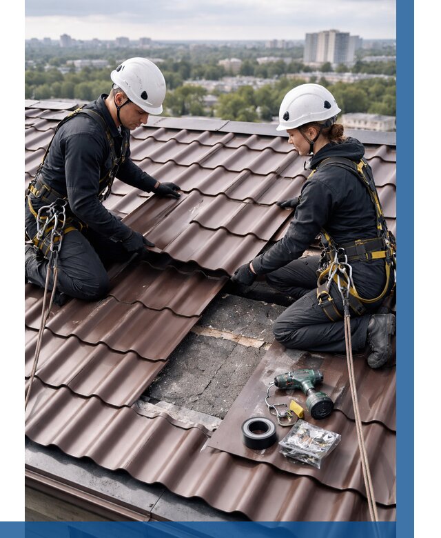 Ремонт металлочерепицы на крыше в Истре от 914 р. | ВЫСОТНИК-Ста