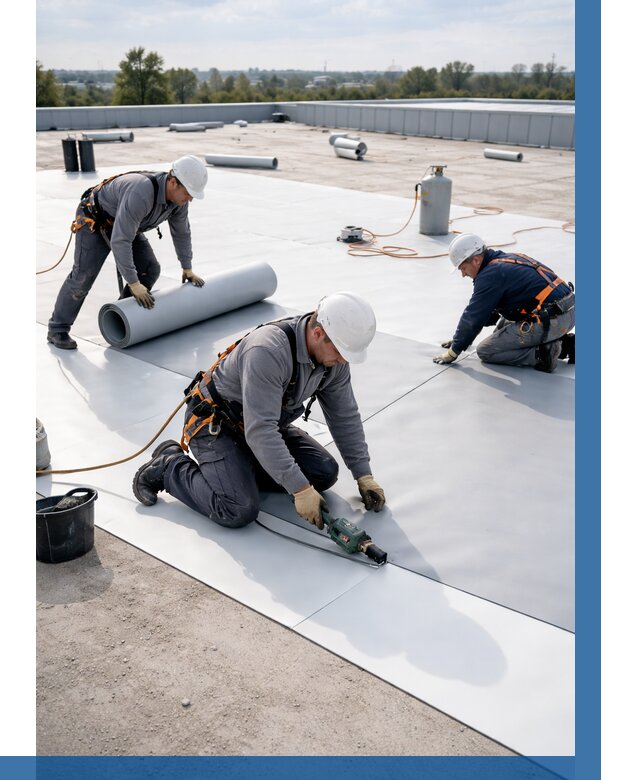 Монтаж мембранной кровли под ключ в Истре от 1219 р. | ВЫСОТНИК-Ста