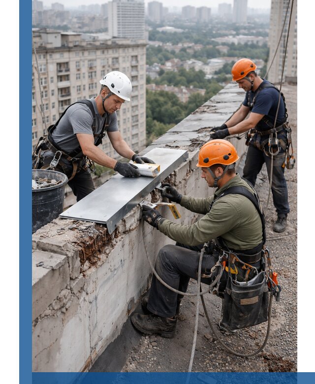 Ремонт парапета на кровле в Истре, высотные работы с гарантией