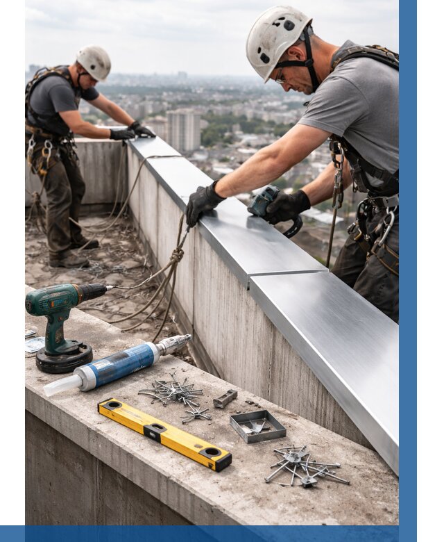 Монтаж парапетных крышек в Истре от 813 р. | ВЫСОТНИК-Ста