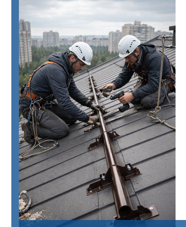 Монтаж снегозадержателей на кровле зданий в Истре под ключ