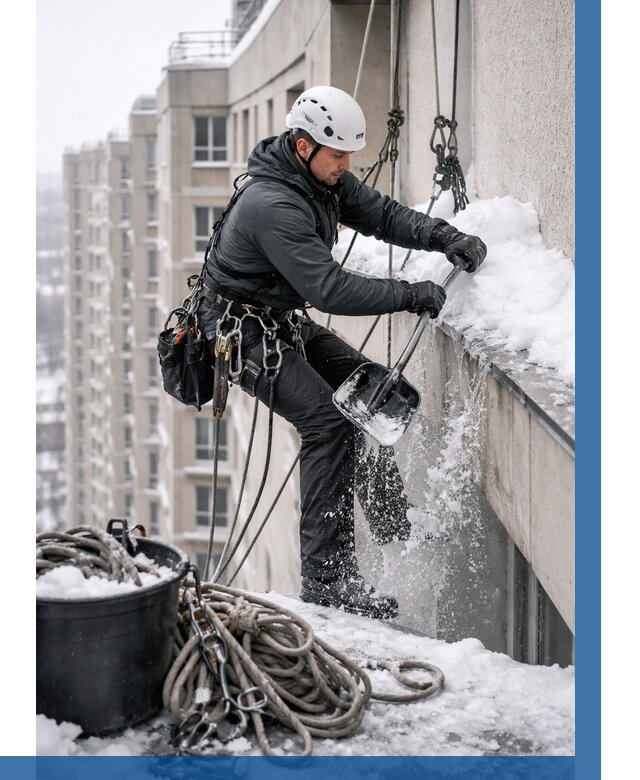 Очистка карнизов от снега в Истре от 305 р. | ВЫСОТНИК-Ста