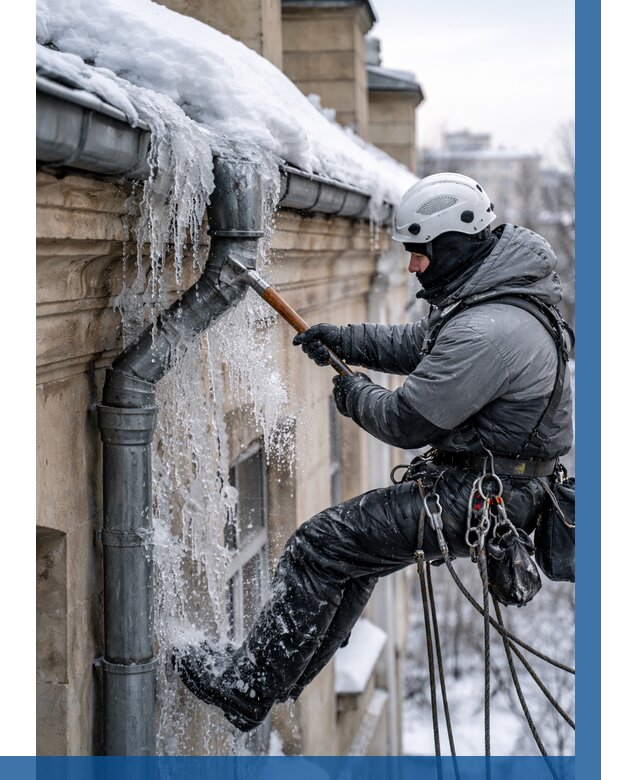 Очистка водостоков от льда в Истре от 3556 р. | ВЫСОТНИК-Ста