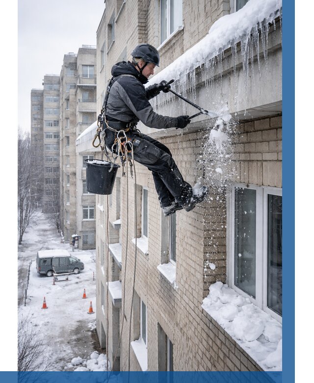 Удаление наледи с карнизов в Истре от 356 р. | ВЫСОТНИК-Ста