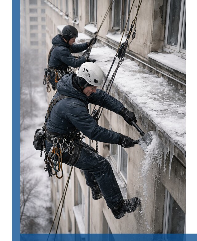 Удаление наледи и сосулек с карнизов в Истре профессионально