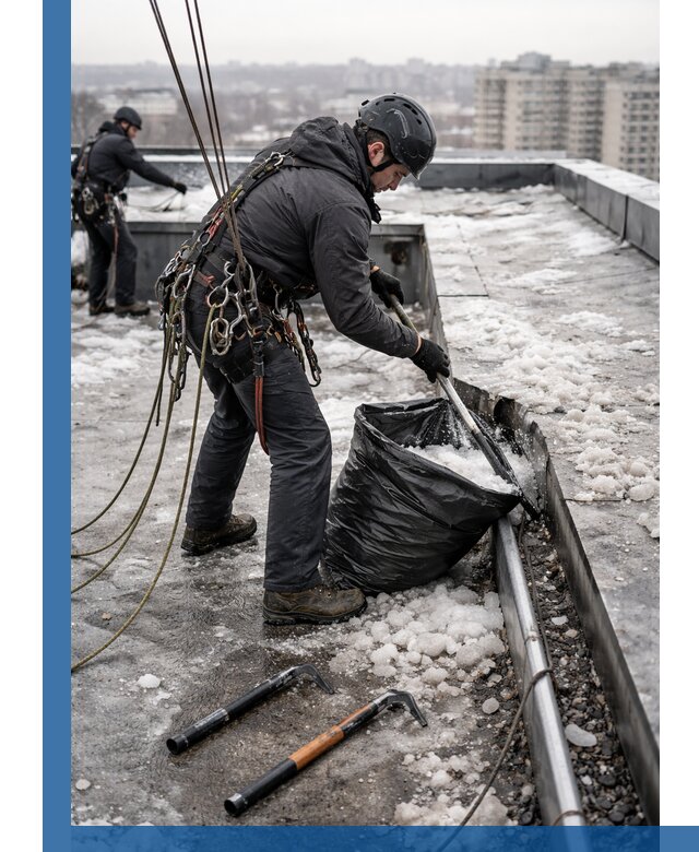 Аварийная очистка кровли в Истре от промальпинистов