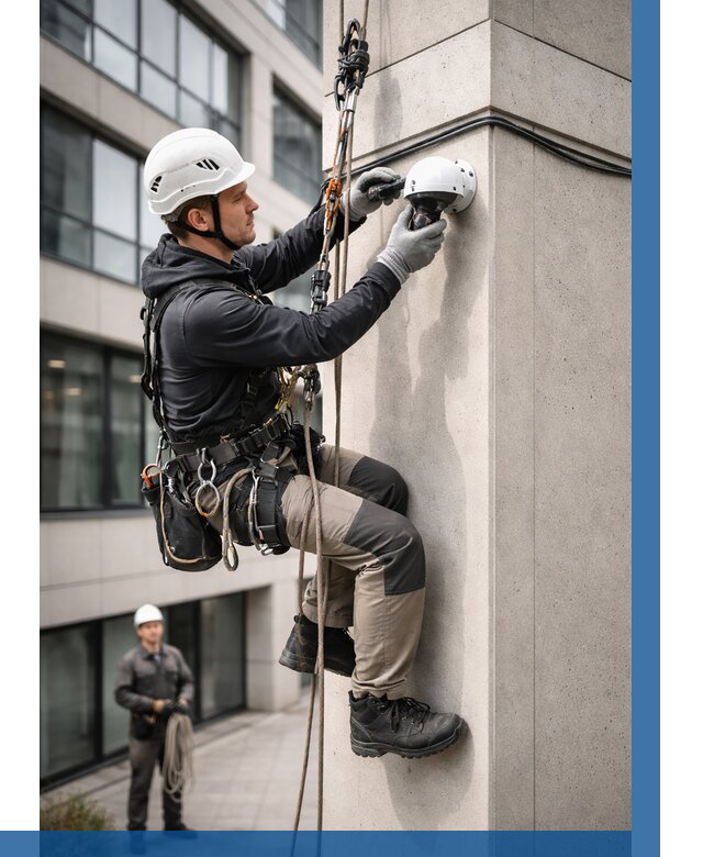 Монтаж камер видеонаблюдения на фасаде в Истре от 8636 р.-ВЫСОТНИК-Ста