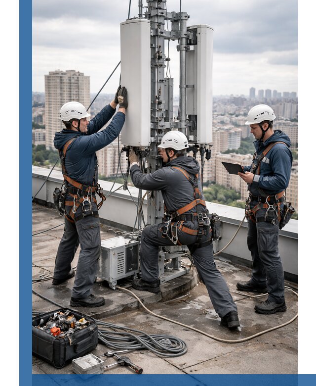 Монтаж антенн связи на крыше в Истре с вводом в эксплуатацию