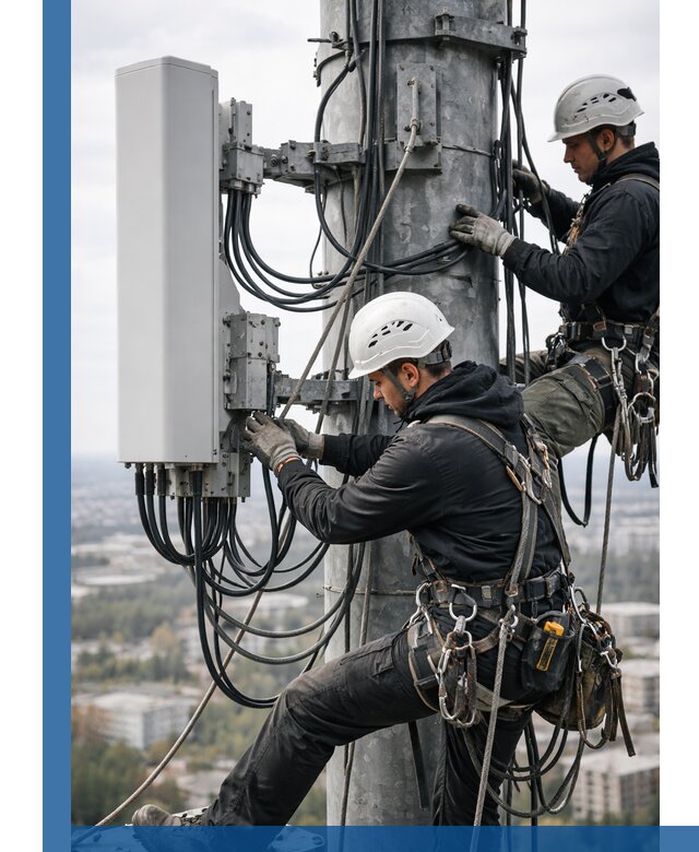 Монтаж оборудования связи на мачте в Истре с пусконаладкой