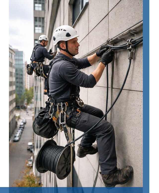 Прокладка кабеля по фасаду в Истре от 356 р. | ВЫСОТНИК-Ста