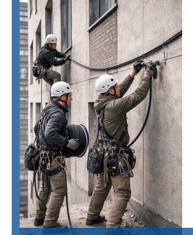 Прокладка кабеля по фасаду в Истре, профессиональный монтаж