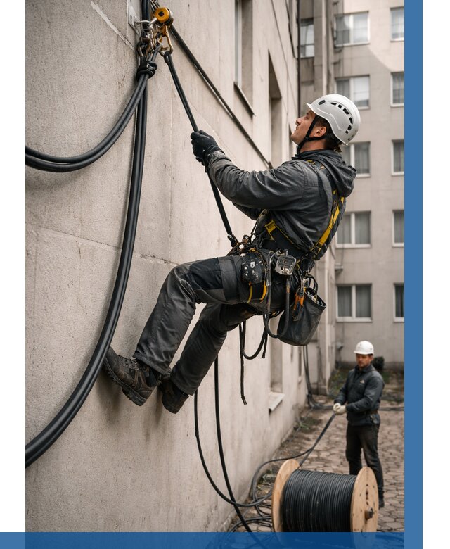 Протяжка кабеля питания на высоте в Истре от 457 р. | ВЫСОТНИК-Ста
