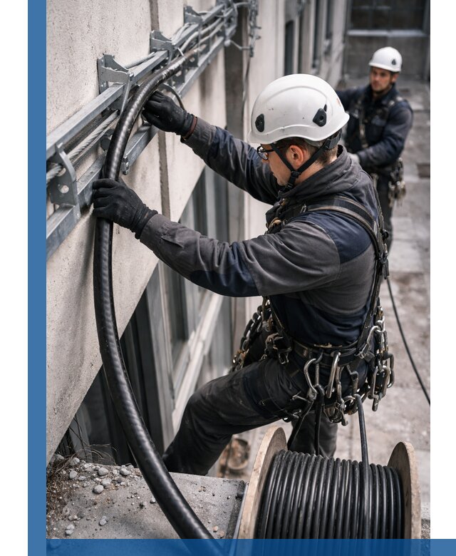 Протяжка кабеля питания на высоте в Истре с гарантией безопасности и качества