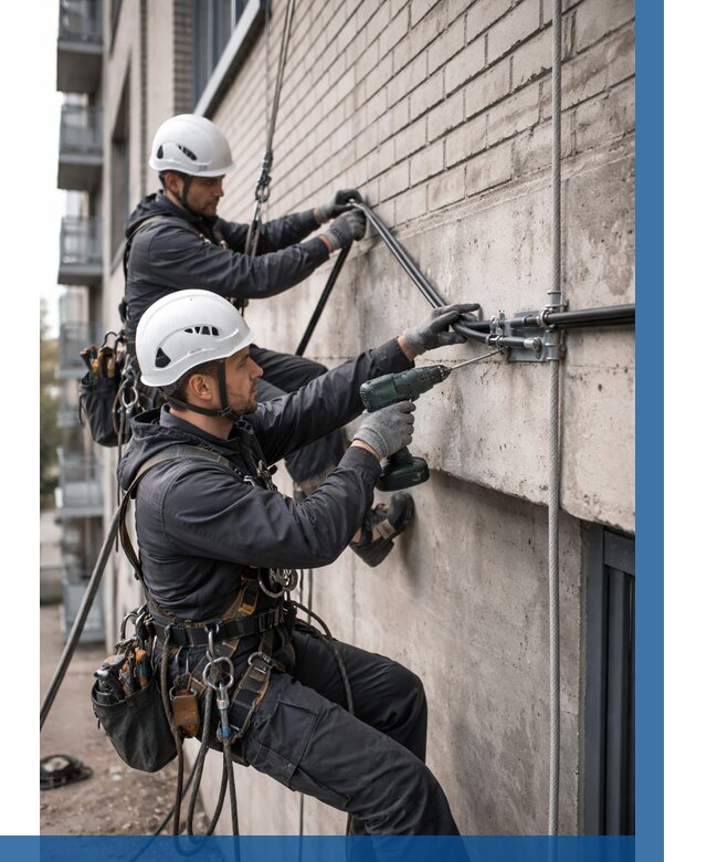 Крепление кабеля на фасаде в Истре от 356 р. | ВЫСОТНИК-Ста