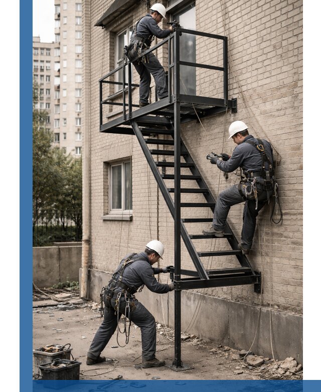 Монтаж пожарной лестницы в Истре, установка и крепление