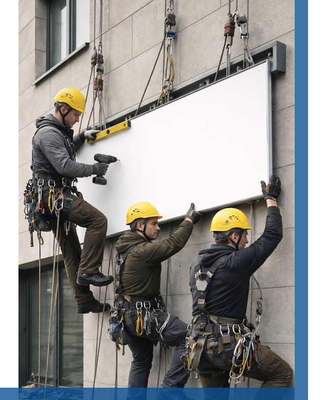 Монтаж рекламной вывески в Истре от 8128 р. | ВЫСОТНИК-Ста