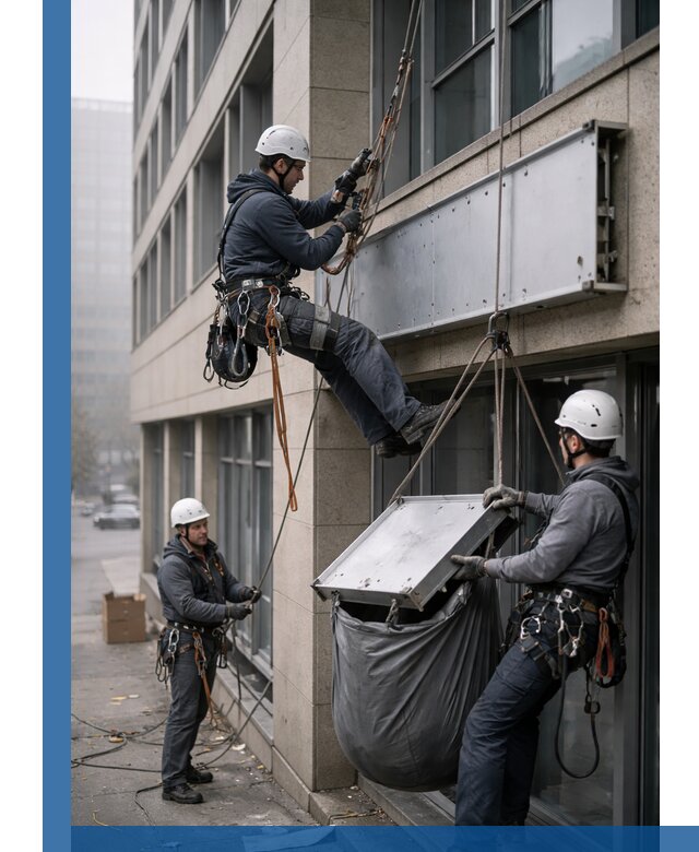 Демонтаж рекламной вывески с высотными работами в Истре