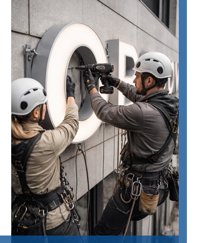 Монтаж световых букв в Истре от 3048 р. под ключ ВЫСОТНИК-Ста