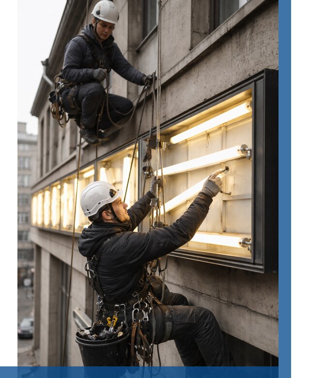 Замена ламп в вывеске в Истре под ключ от 3556 р. | ВЫСОТНИК-Ста