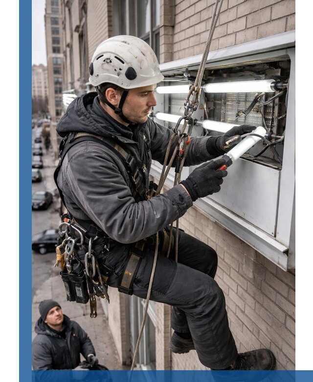 Профессиональная замена ламп в наружной вывеске в Истре