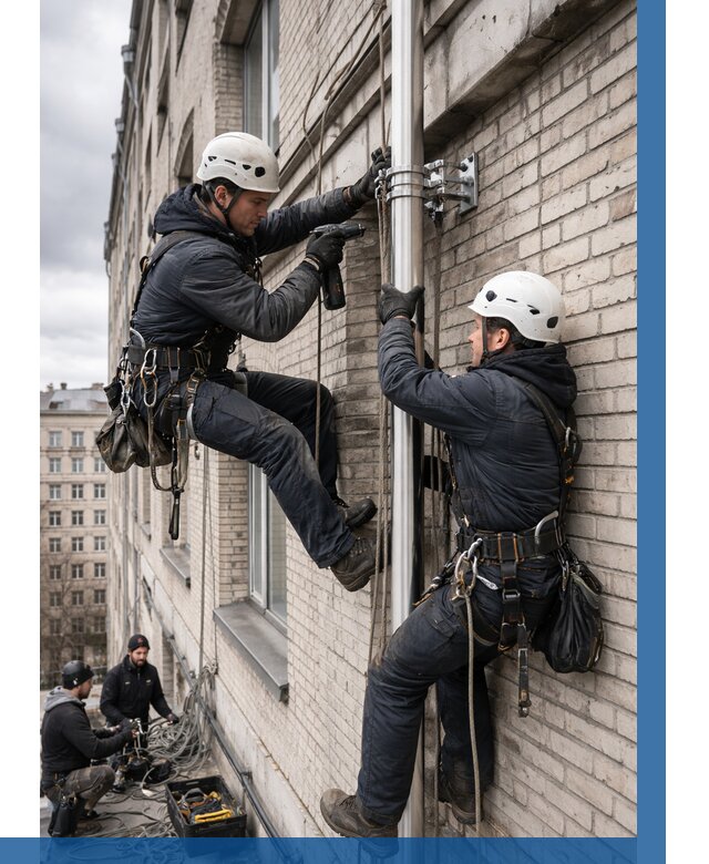 Монтаж флагштока на здании в Истре от 6604 р. | ВЫСОТНИК-Ста