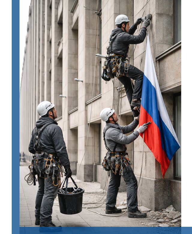 Профессиональная установка флагов на фасаде в Истре