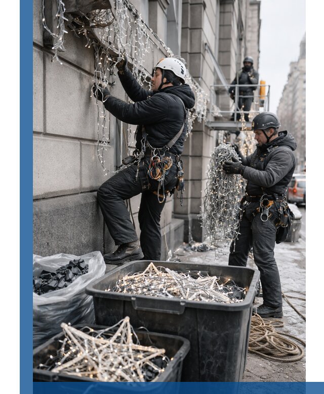 Демонтаж новогоднего оформления и гирлянд в Истре