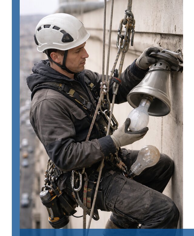 Замена ламп на высоте в Истре профессионально и быстро