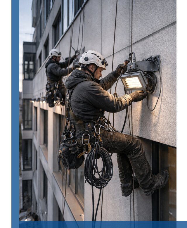 Монтаж фасадного освещения в Истре установка и подключение