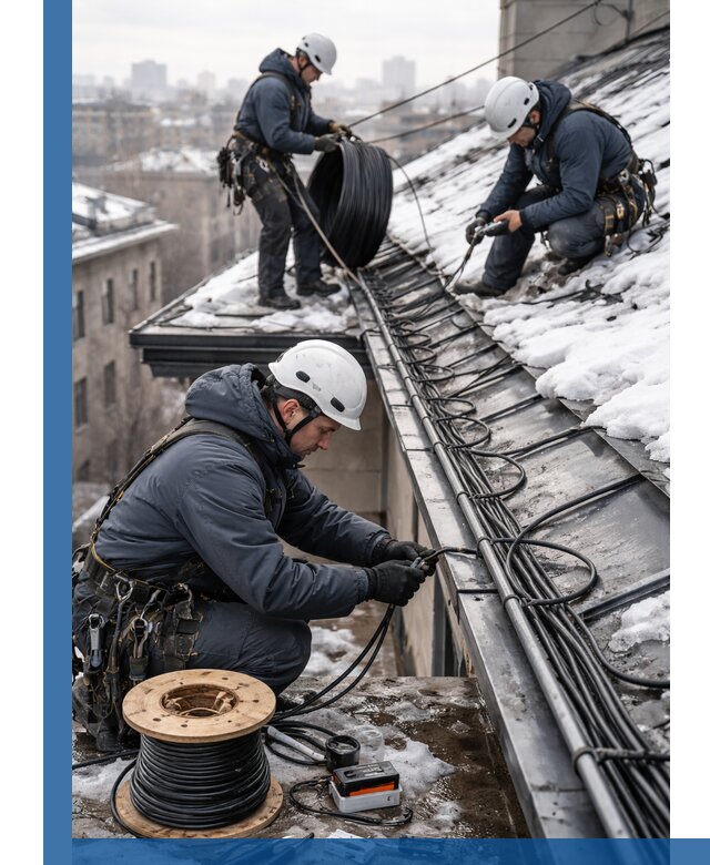 Монтаж греющего кабеля на кровле в Истре под ключ