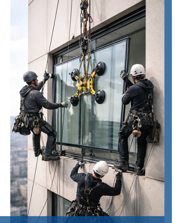 Монтаж стеклопакетов на высоте в Истре от 3251 р. | ВЫСОТНИК-Ста