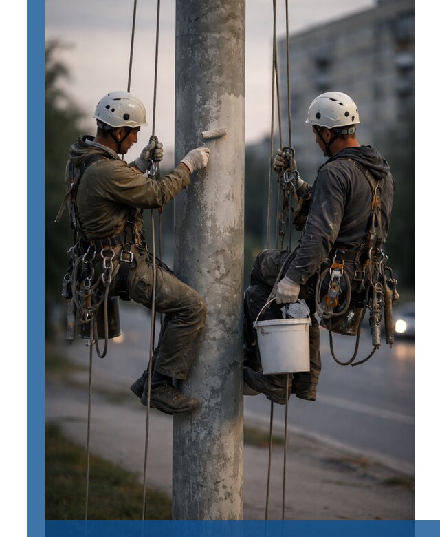 Покраска опор освещения и антикоррозийная защита в Истре