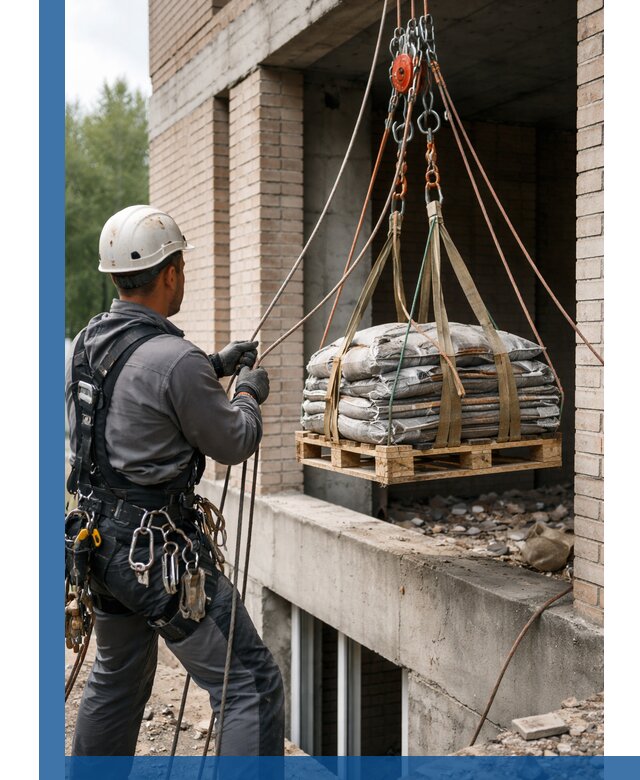 Подъем материалов на этаж веревками в Истре оперативно