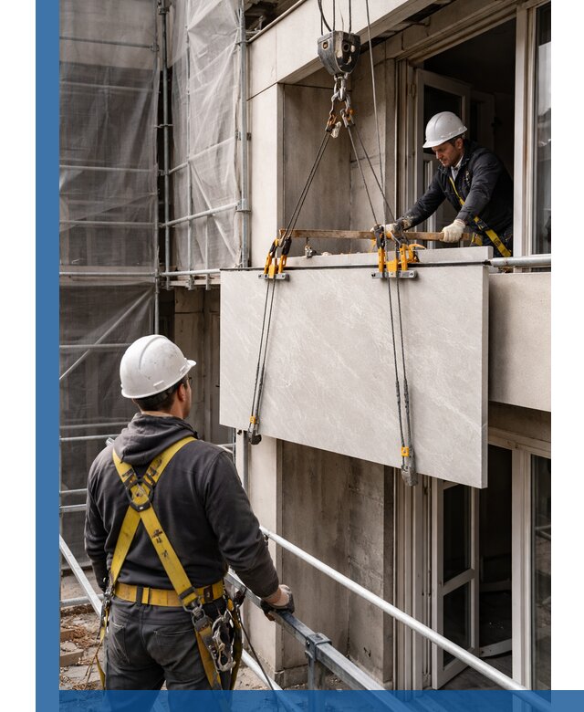 Подъем керамогранита на этаж в Истре грузчиками и техникой