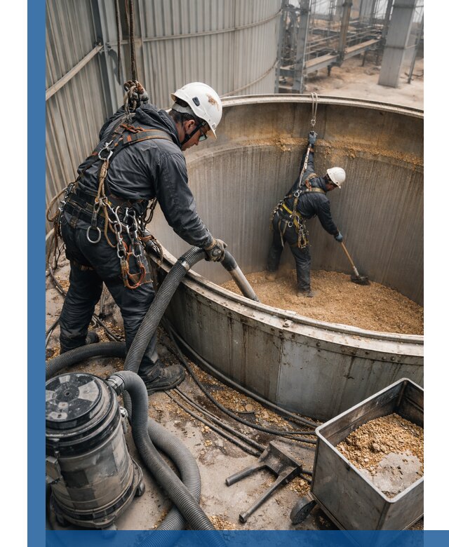 Профессиональная чистка зерновых бункеров в Истре с выездом