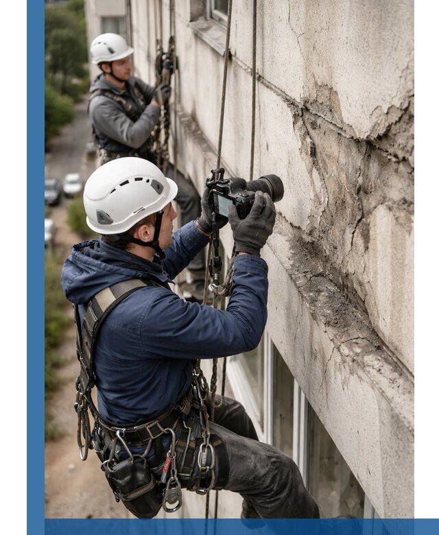 Фотофиксация дефектов фасада с высотной съемкой в Истре
