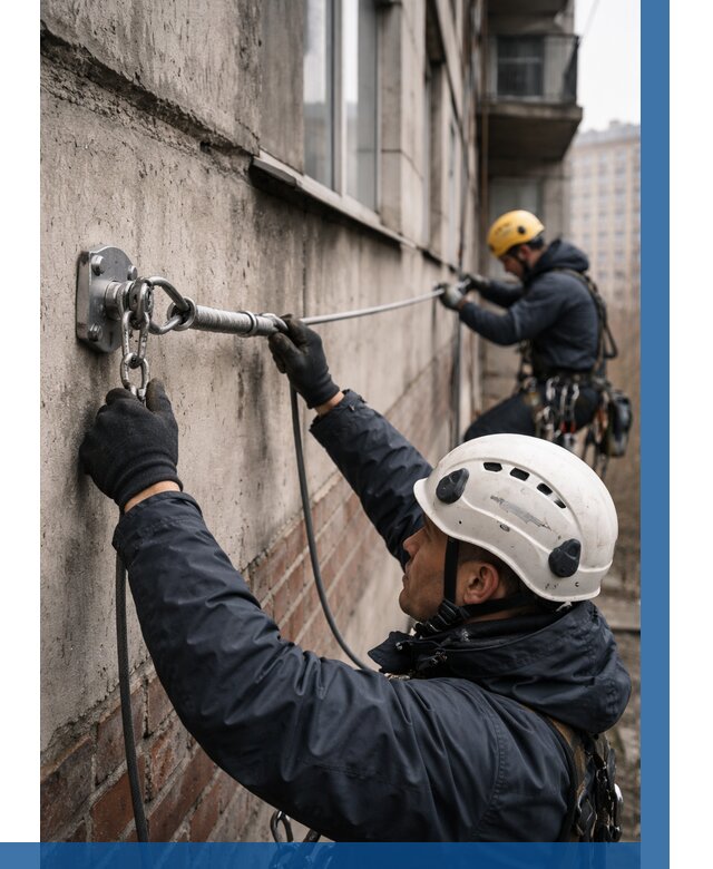 Монтаж анкерных линий в Истре от 3048 р. | ВЫСОТНИК-Ста