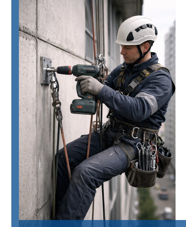 Установка анкерных точек для высотных работ в Истре